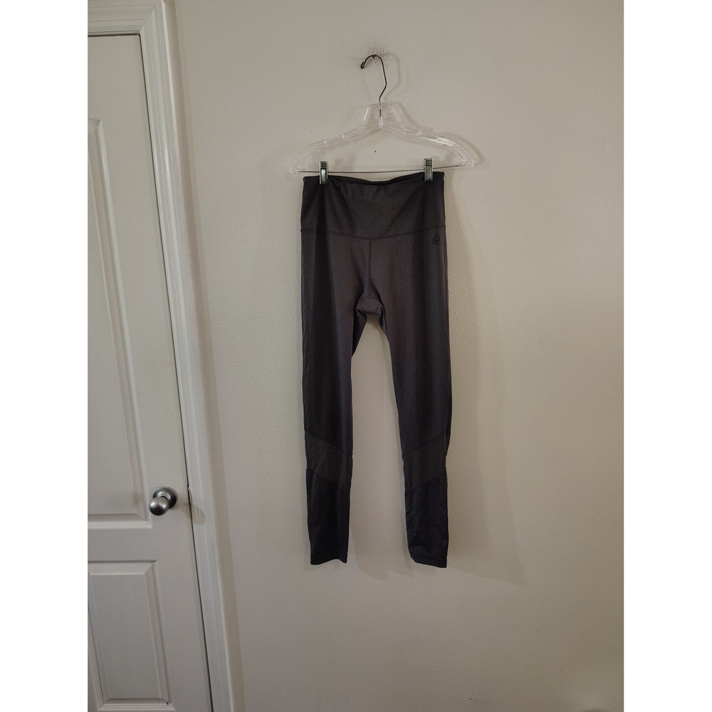 Reebok Womens Gray Heather High Waisted Mesh Panel Athletic Leggings Size Medium
